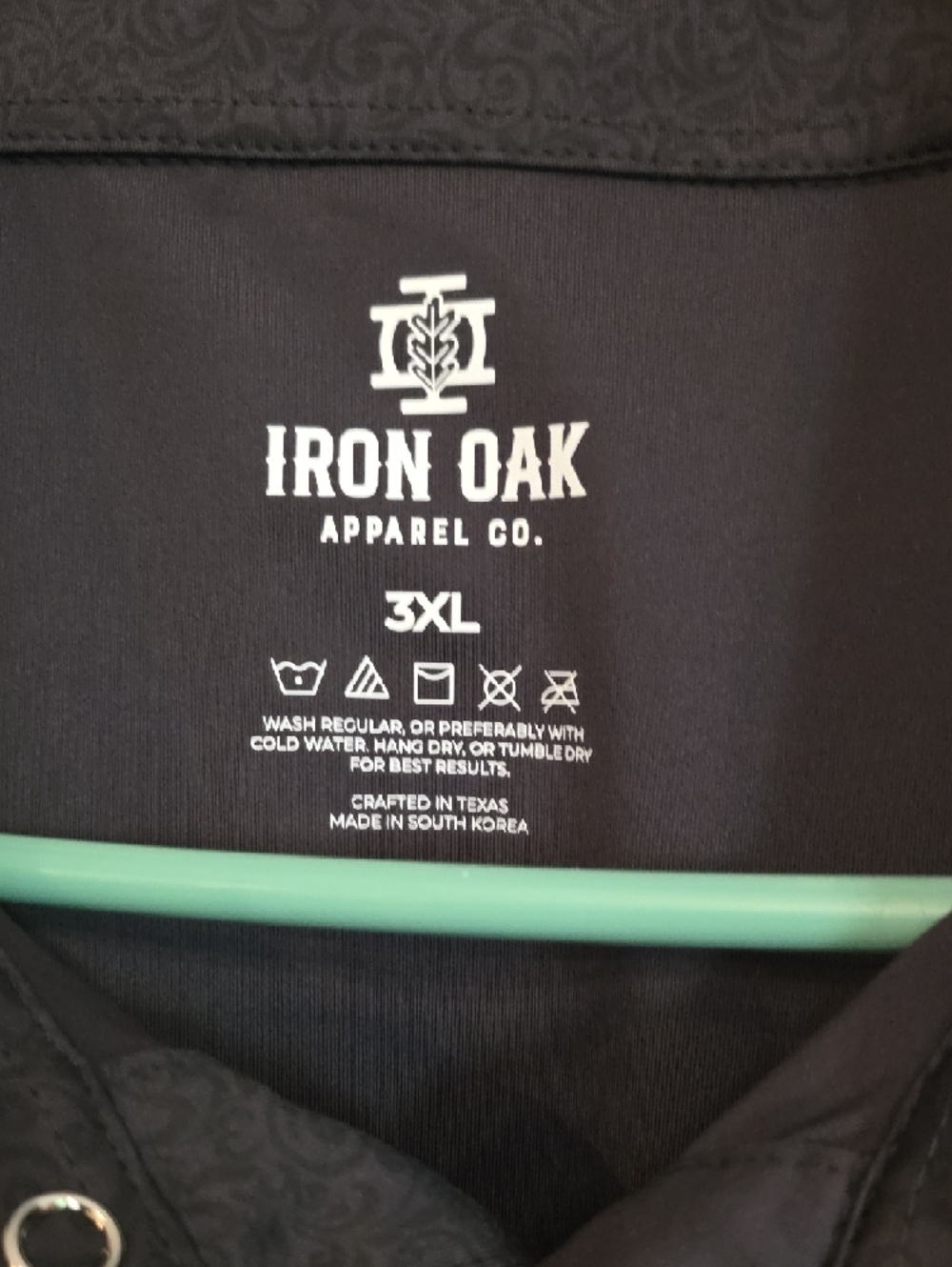 Iron Oak Western Pearl Snap Performance Grey Polo Shirt - Short Sleeve - Picture 2 of 6